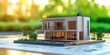 © kimly - 3d model house on architecture floorplan paper with blur background copy space