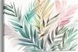 Bright artwork featuring watercolor palm leaves in soothing pastel shades. Generative AI
