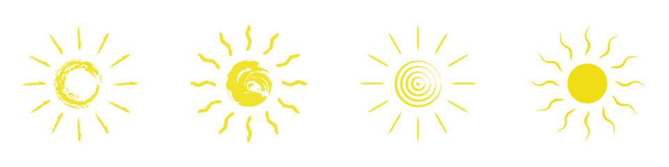 Wall Mural - drawn sun icon vector symbol on transparent background