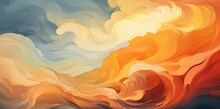 Watercolor Orange And Blue Background. Craeted With Ai