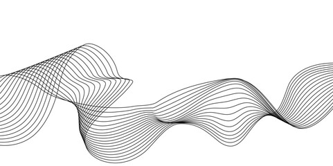 Wall Mural - vector abstract wavy, curve and ocean flowing dynamic lines isolated on transparent background. desi