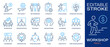 Workshop icon set. Collection of meeting, teamwork, seminar, team building and more. Vector illustration isolated on white. Editable stroke.