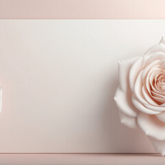 Canvas Print - Template with pink rose on paper. AI