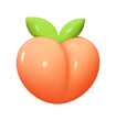 Emoji pink peach fruit. Emotion 3d cartoon icon. Vector illustration