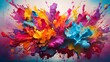 An explosion of vivid hues creating a captivating and energetic backdrop, evoking a sense of joy and excitement in this vibrant composition.