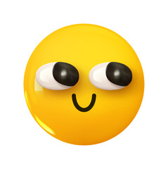 Wall Mural - smiling face emoji. emotion 3d cartoon icon. yellow round emoticon. vector illustration