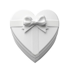 Poster - A monochromatic 3D rendering of a heart-shaped gift box with a bow, isolated on a transparent background, symbolizing love or Valentines Day