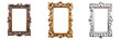 © Transparent AI - Set of three ornate picture frames in baroque style, isolated on transparent background, perfect for art display or gallery decoration