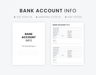 Wall Mural - Printable Bank Account Information Tracker Template, Bank Account Log, Bank Account Details.