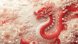 Red dragon chinese happy new year paper art cut design with white background