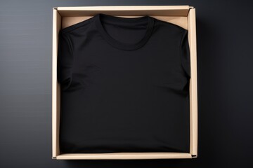 Wall Mural - black t shirt mockup. t-shirt neatly folded in a box