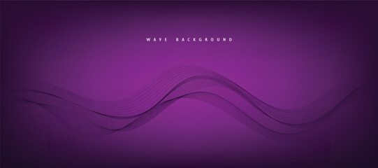 Purple background with flowing wave lines. Futuristic technology concept. Vector illustration