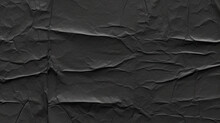 Dark Black Grey Paper Background Creased Crumpled Surface, Old Torn Ripped Posters Scary Grunge Textures. Black Friday Paper Banner
