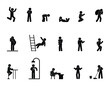 © north100 - man icon, gestures and poses of people, human silhouettes standing, sitting, walking