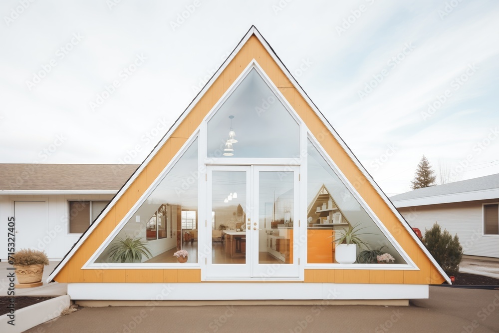 side view of aframe showing unique window shapes Stock Photo | Adobe Stock