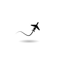 Wall Mural - Airplane flight logo icon with shadow