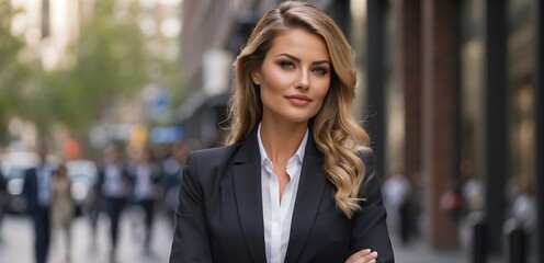 Wall Mural - portrait of a business woman on the street