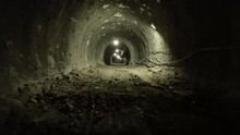 Flying A Drone In Subway Tunnel Construction