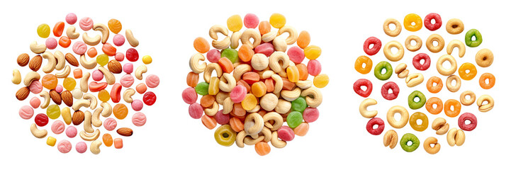 Wall Mural - Set of candy top view isolated on a transparent background