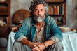 © yaqui_villegas - Front portrait of a 50 year old writer sitting looking at camera
