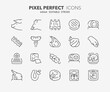 Line icons about pork meats products. Outline symbol collection. Editable vector stroke. 64x64 Pixel Perfect.