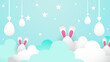 Green white and pink cute vector gradient happy easter day egg background. Vector paper style easter background