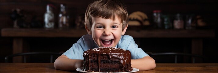 child eating chocolate cake
