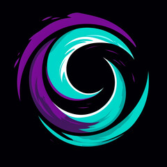 Wall Mural - an emblem for a gaming community called WhirlWindGaming WWG for short, Tornado/Whirlwind style, Purple and Teal as the main colors, vector, simple