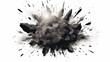 an illustration of a black rock explosion is in the middle on a white background, Generate AI.