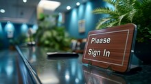 Reception Desk Sign With Please Sign In