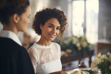 Elegant bride enjoying her wedding reception