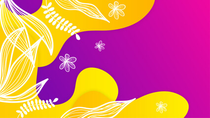 Wall Mural - White yellow and purple violet summer background vector illustration. Vector realistic summer background with vegetation