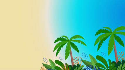 Wall Mural - Colorful colourful summer background vector illustration. Vector realistic summer background with vegetation