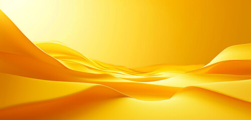 Wall Mural - Minimalist abstract wallpaper with smooth waves in varying shades of yellow and gold.