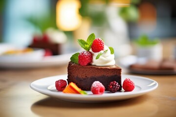 Canvas Print - flourless chocolate cake, gluten-free label, close-up