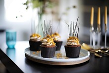 Chocolate Cupcakes With Gold Foil Liners