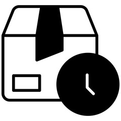 Sticker - Package Box Time solid glyph icon