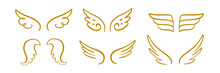 Heraldic Angel Wings Vintage Set. Hand Drawn Logo