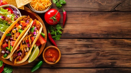Canvas Print - Mexican food in wooden background