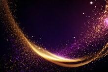 Golden Waves On A Dark Purple Background With Gold Dust Particles