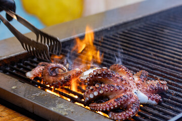 Wall Mural - grilled octopus fire grilled fish dish