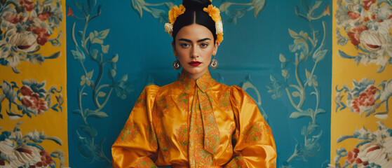 An authentic portrait of a Mexican woman in yellow