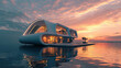 A futuristic house that floats on water