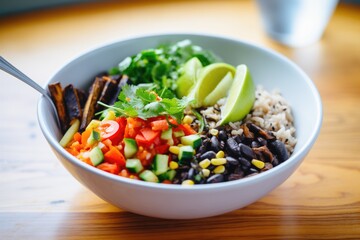 Poster - veggie burrito bowl with black beans and corn