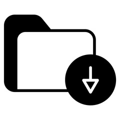 Sticker - Folder Download solid glyph icon