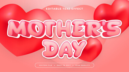 Canvas Print - Pink and red mothers day 3d editable text effect - font style. Colorful text style effect
