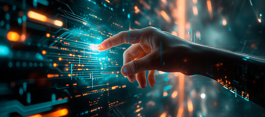 Wall Mural - a hand touching a rocket. How to improve web search engine ranking?, in the style of a futuristic spaceship design. online connectivity concept. business positioning. web industry leader