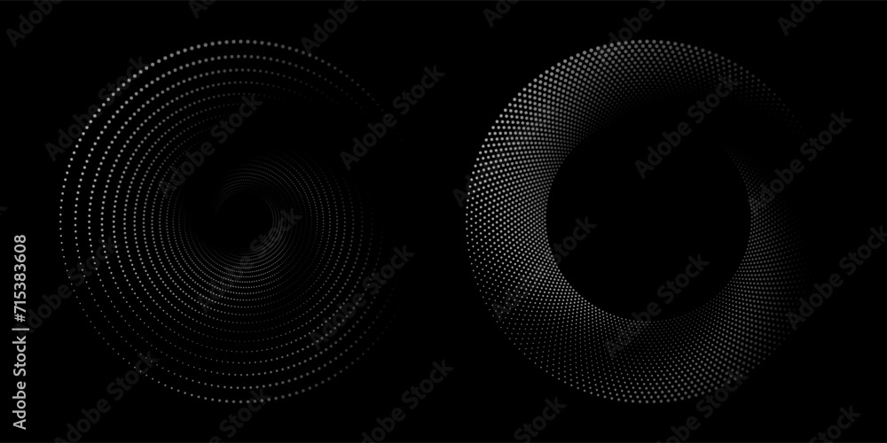 Halftone circular dotted frames set. Circle dots texture isolated on ...
