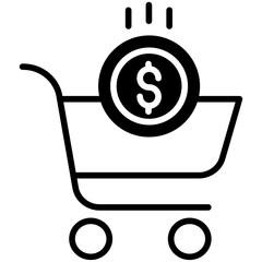 Wall Mural - Dollar Shopping Cart solid glyph icon