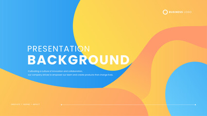 Blue yellow and orange vector abstract simple background with wave and liquid shapes. Simple presentation background with dynamic shapes for banner, pattern, wallpaper, template, business card